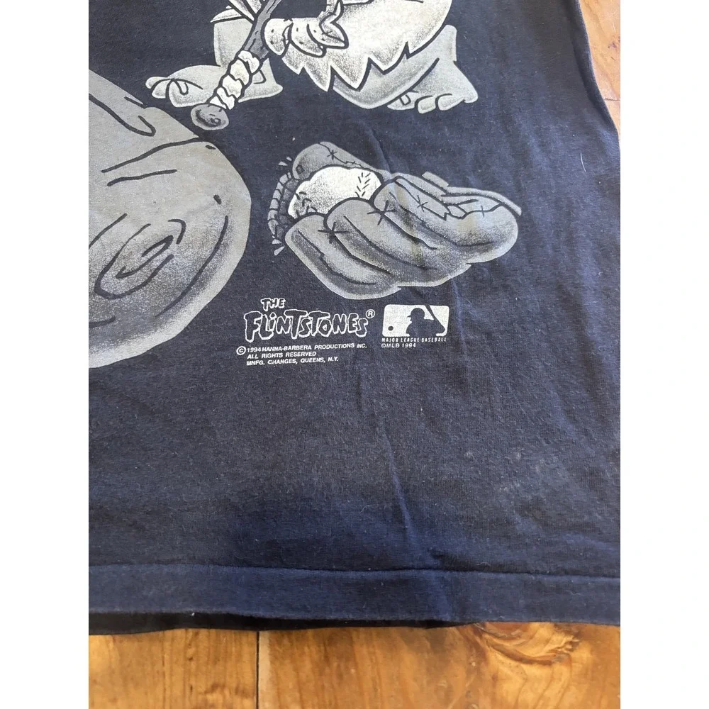 Vintage 1994 The Flintstones Baseball T-Shirt Fred Barney Rubble MLB